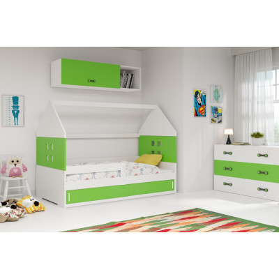 Detská posteľ domček DOMI 1 biela - zelená 160x80cm